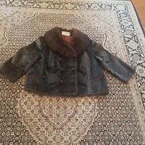 Vintage broad tail lamb muskrat collar jacket M